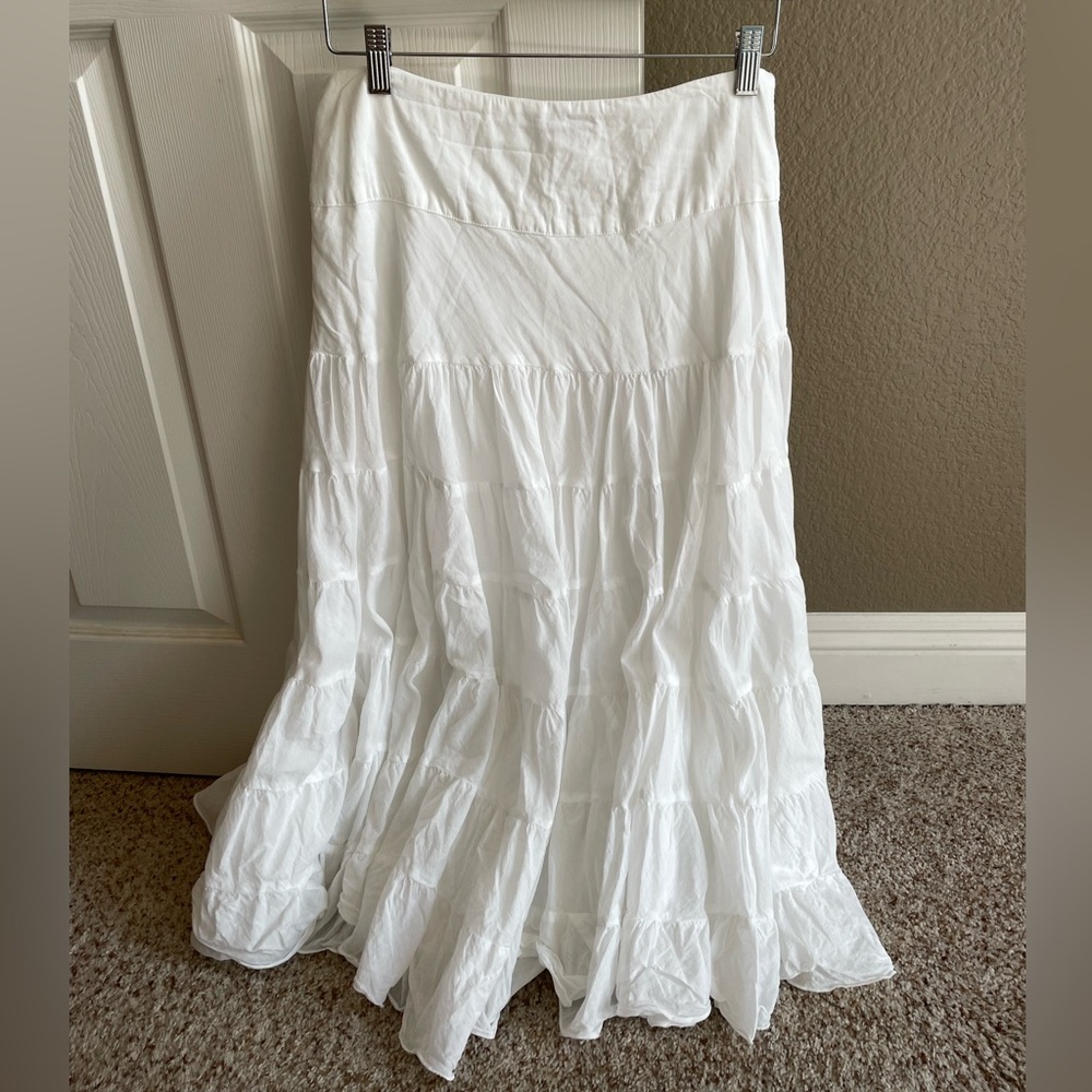 Derhy White Ruffle Maxi Skirt - Size M - Excellent Condition!